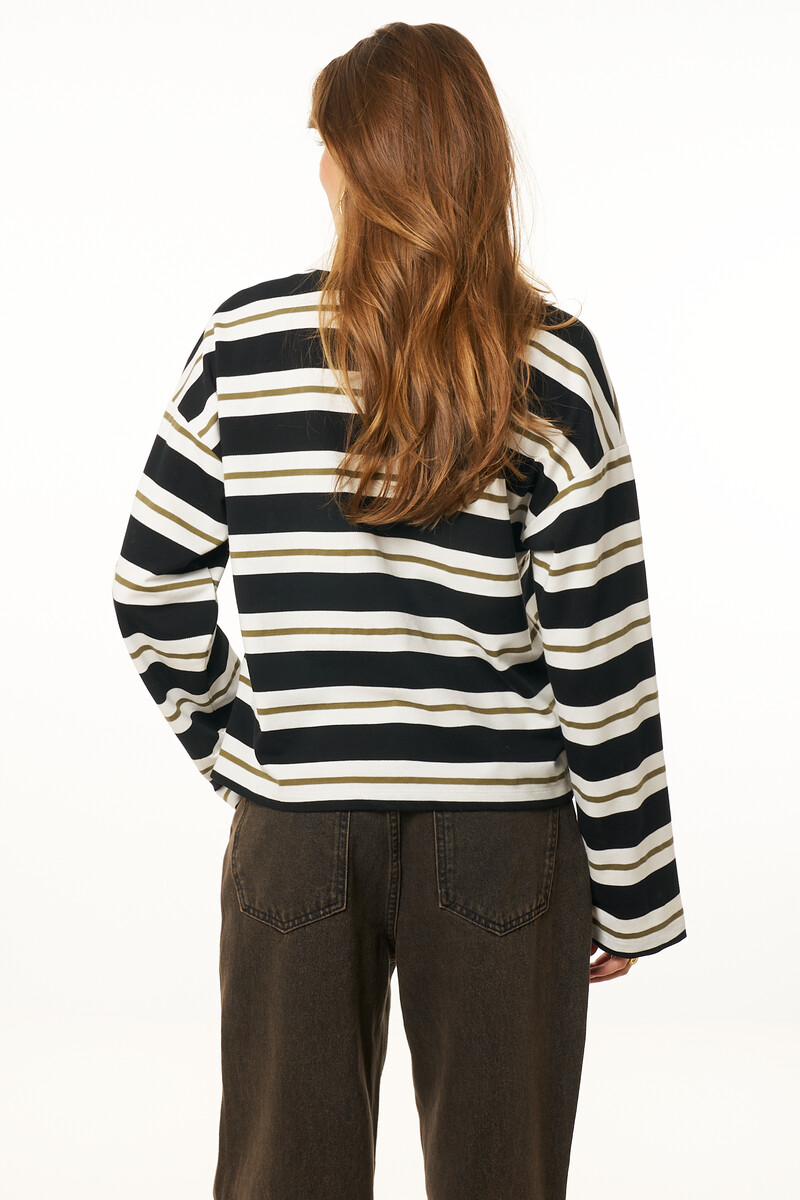 Black-green striped polo with long sleeves | My Jewellery