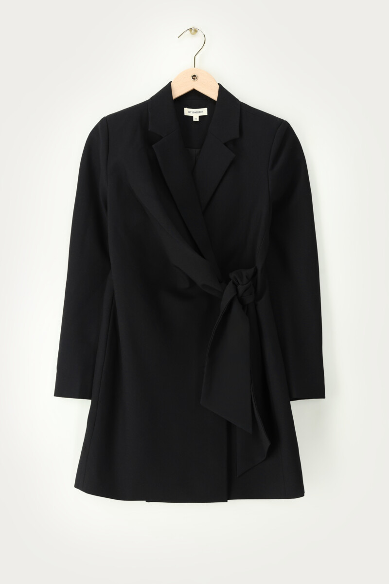 Black blazer dress with bow overlap | My Jewellery