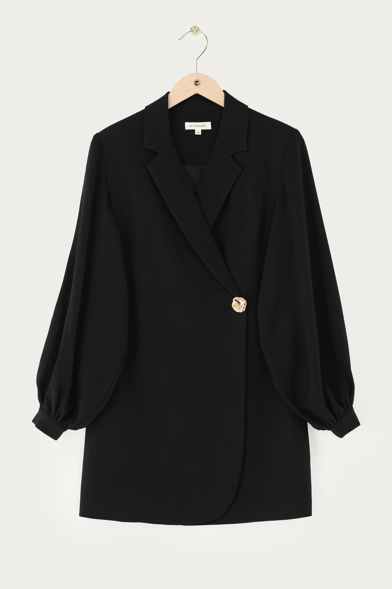 Black blazer dress with button | My Jewellery
