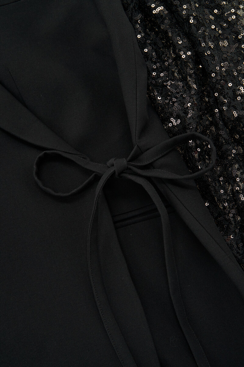 Black blazer dress with lace puff sleeves | My Jewellery