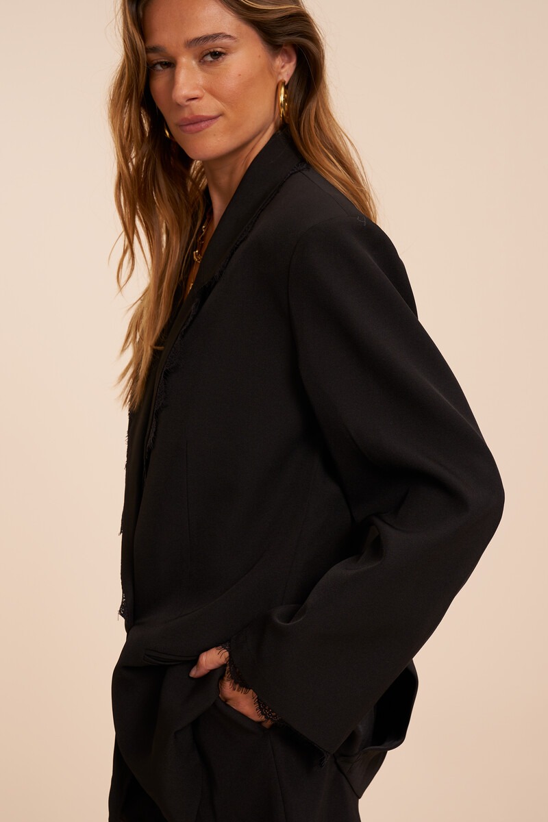 Black blazer with lace trim | My Jewellery
