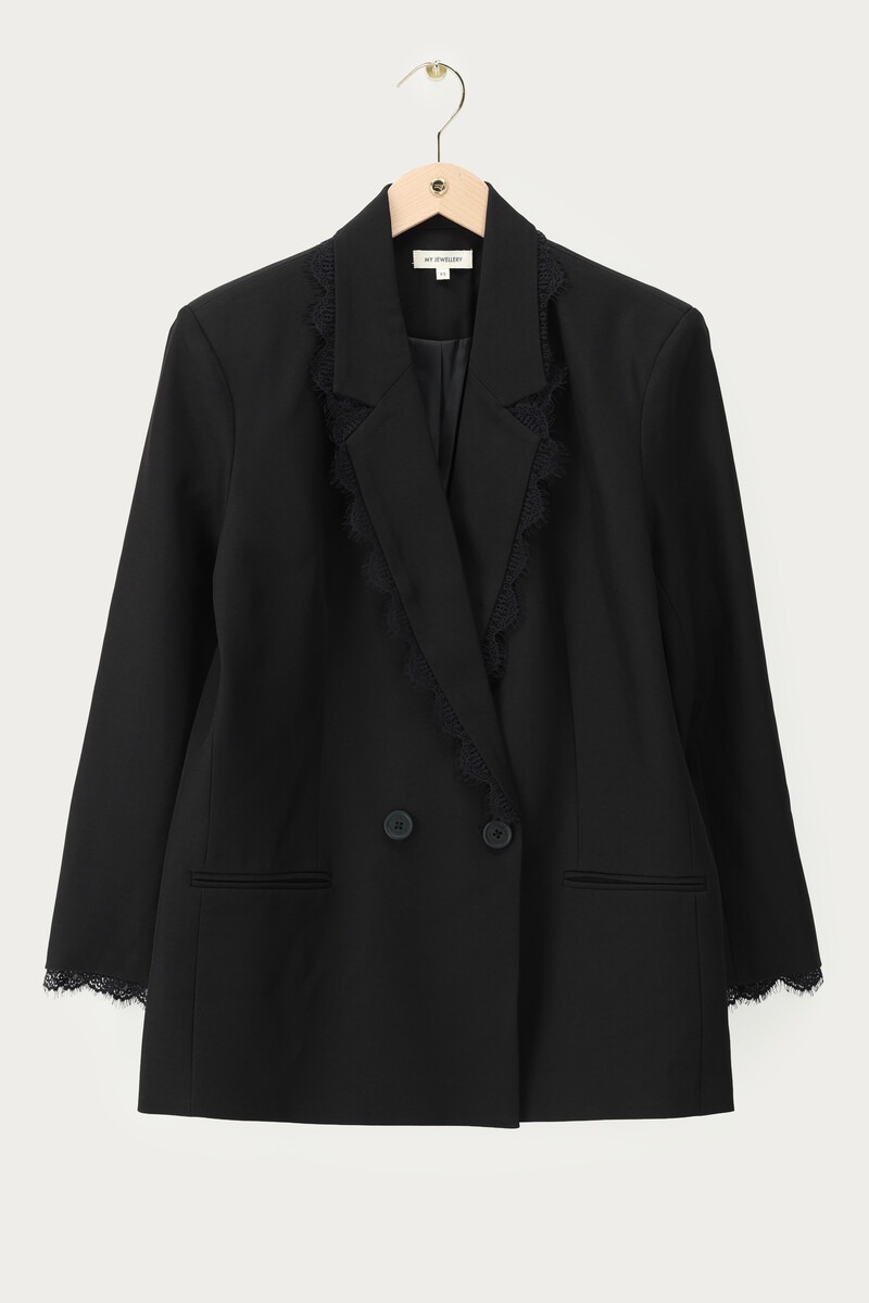 Black blazer with lace trim | My Jewellery