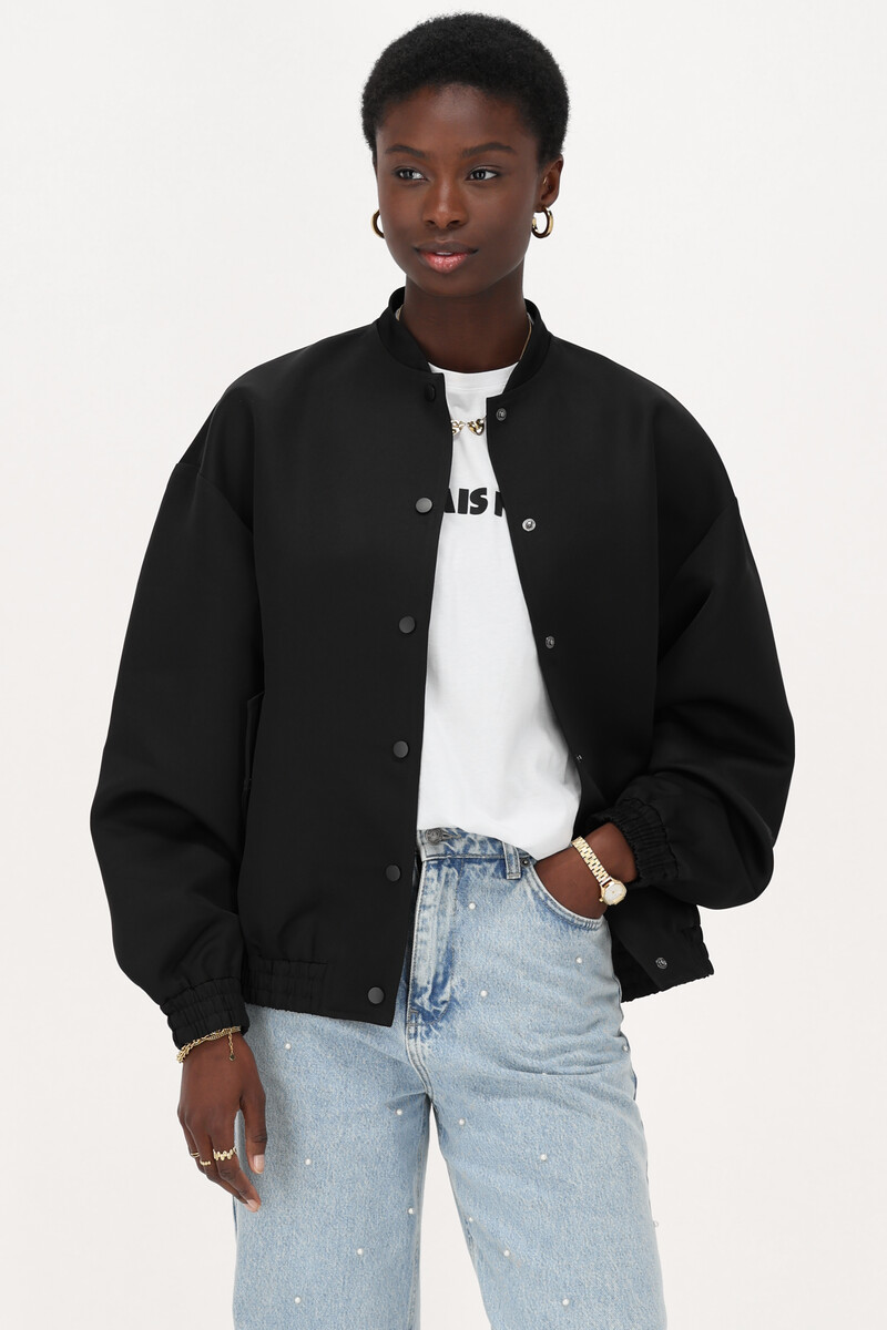 Black bomber jacket satin look | My Jewellery