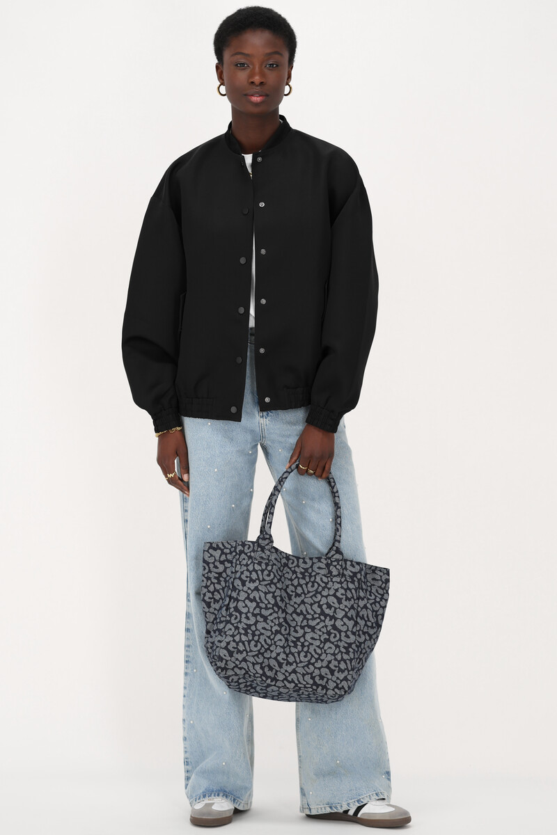 Black bomber jacket satin look | My Jewellery