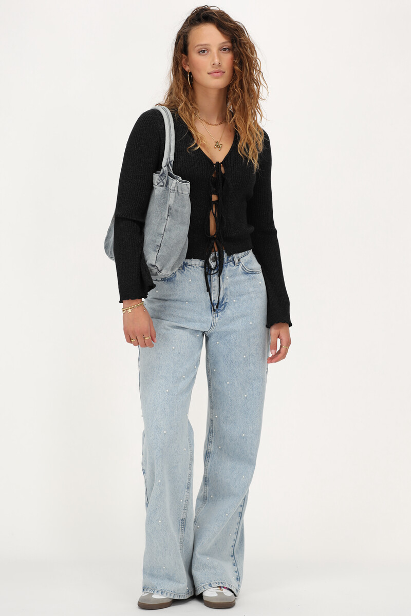 Black cardigan with lurex & bows | My Jewellery