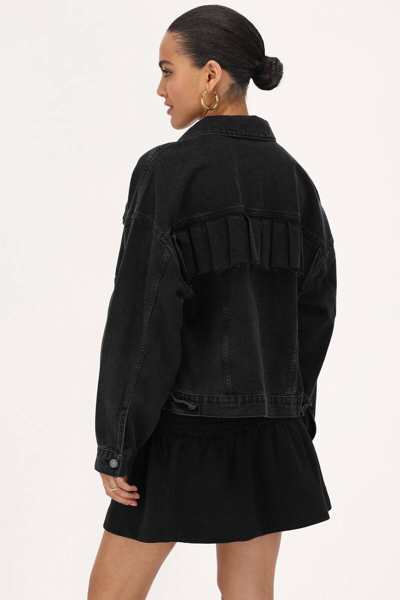 Black denim jacket with ruffles | My Jewellery