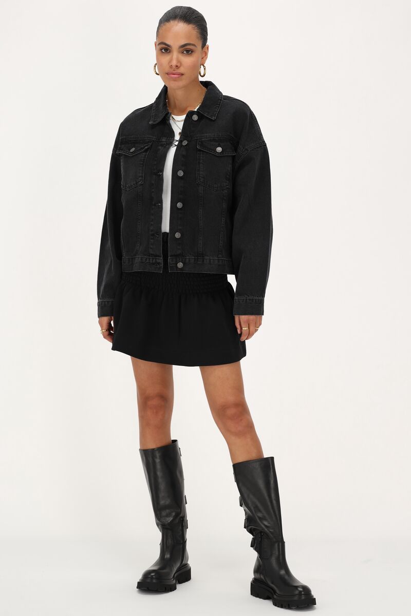 Black denim jacket with ruffles | My Jewellery
