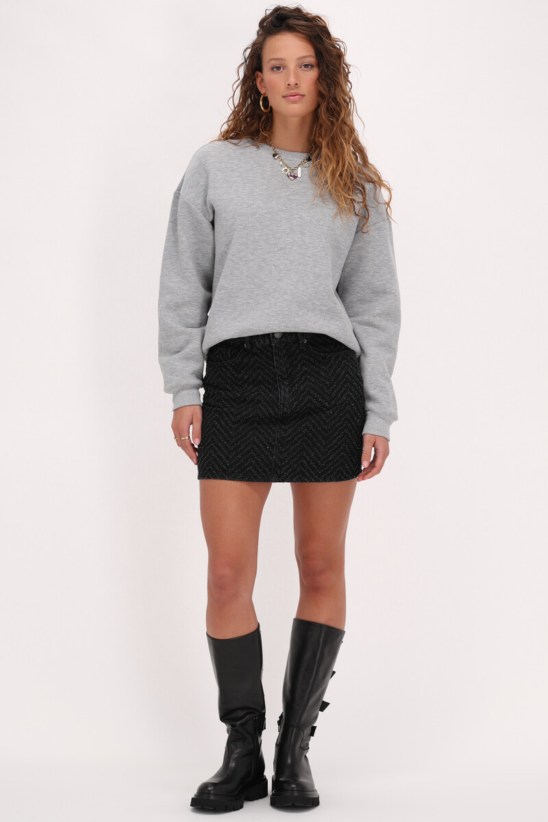 Black denim skirt with jacquard | My Jewellery