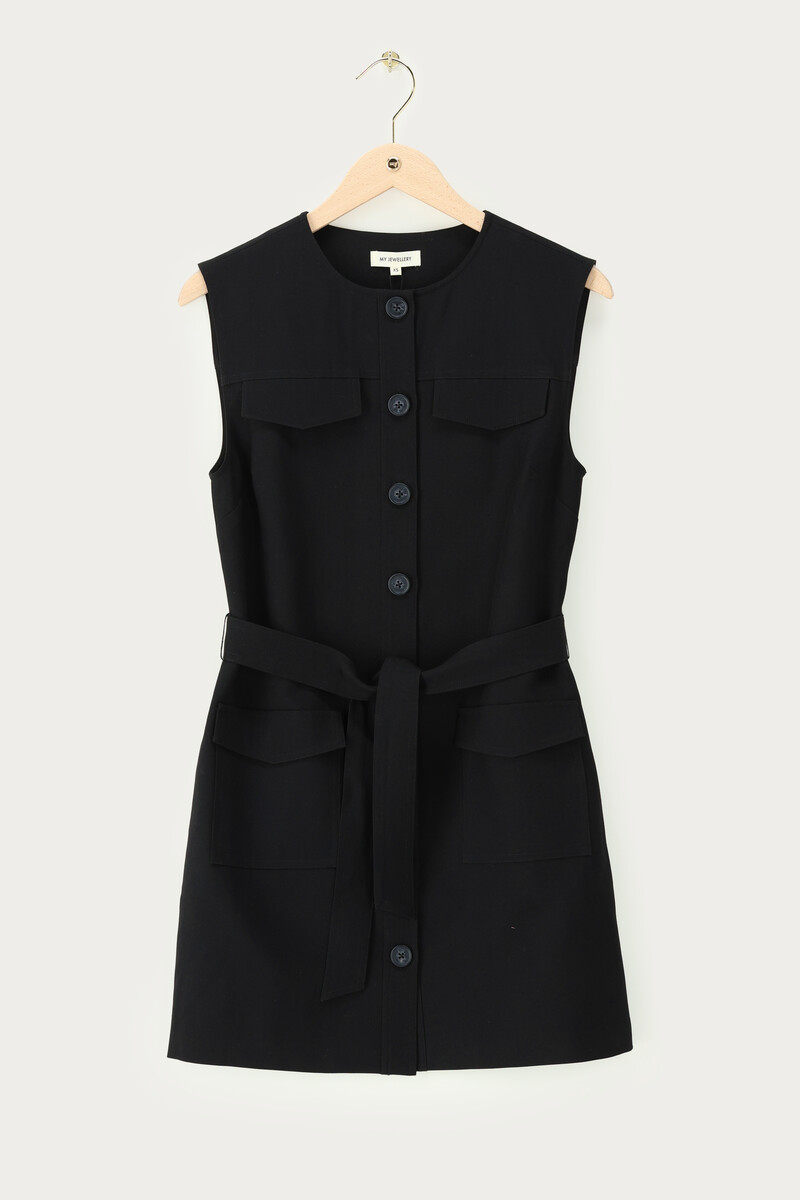Black gilet dress with buttons | My Jewellery