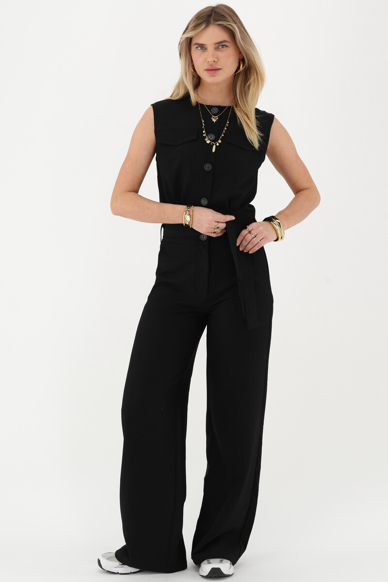 Black gilet jumpsuit with buttons | My Jewellery