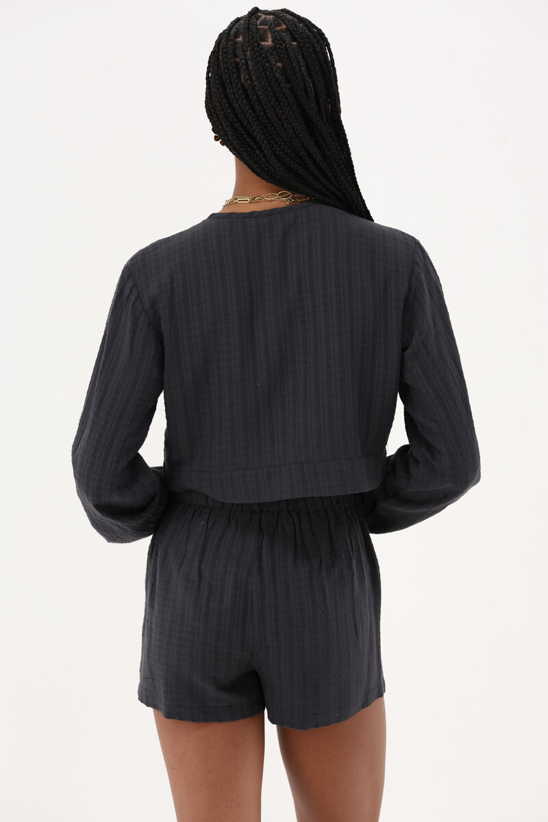 Black jacquard top with bow details | My Jewellery