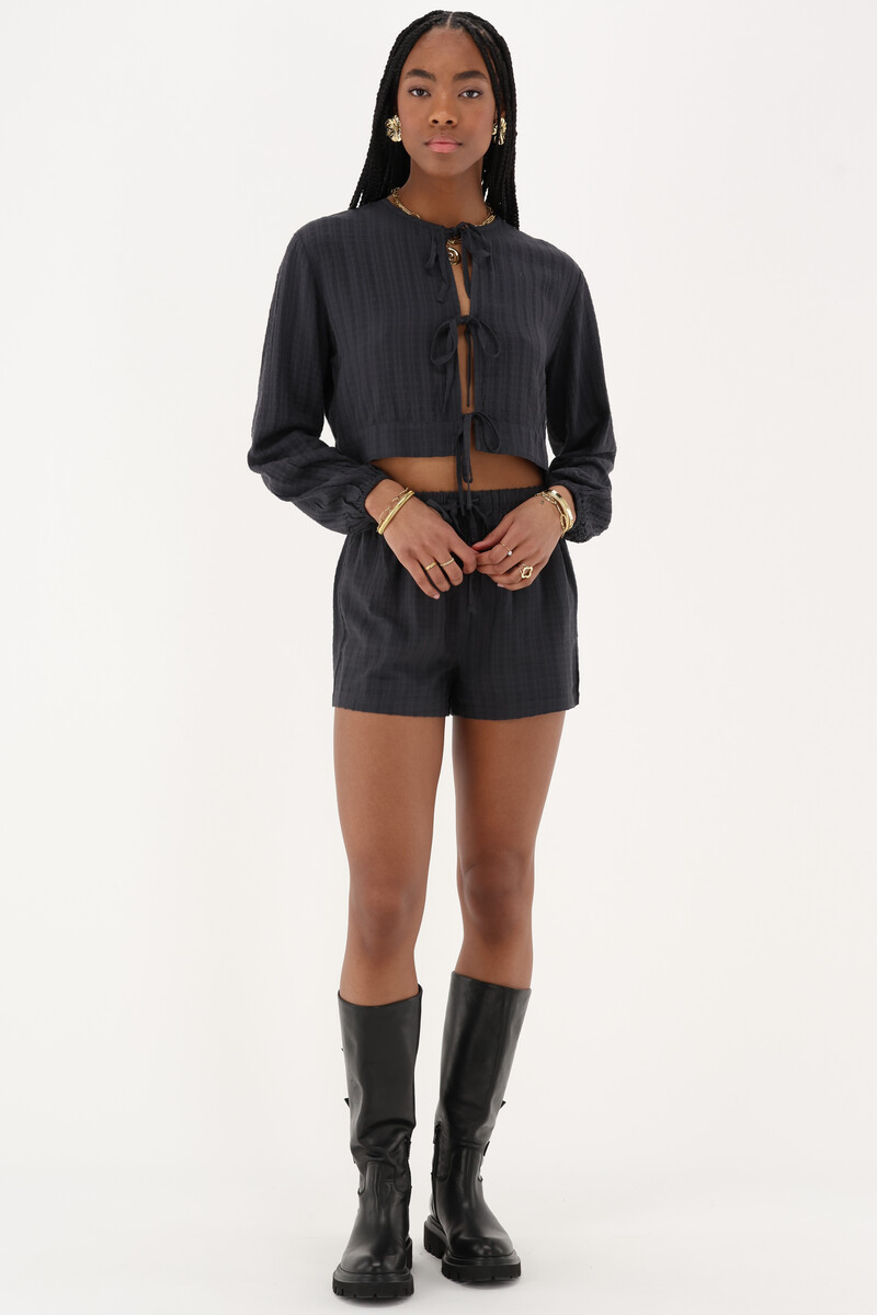 Black jacquard top with bow details | My Jewellery