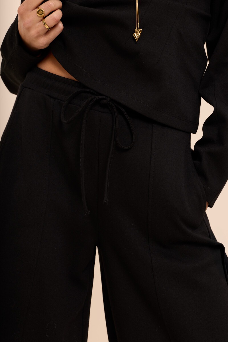 Black jogger trousers with tie drawstring | My Jewellery