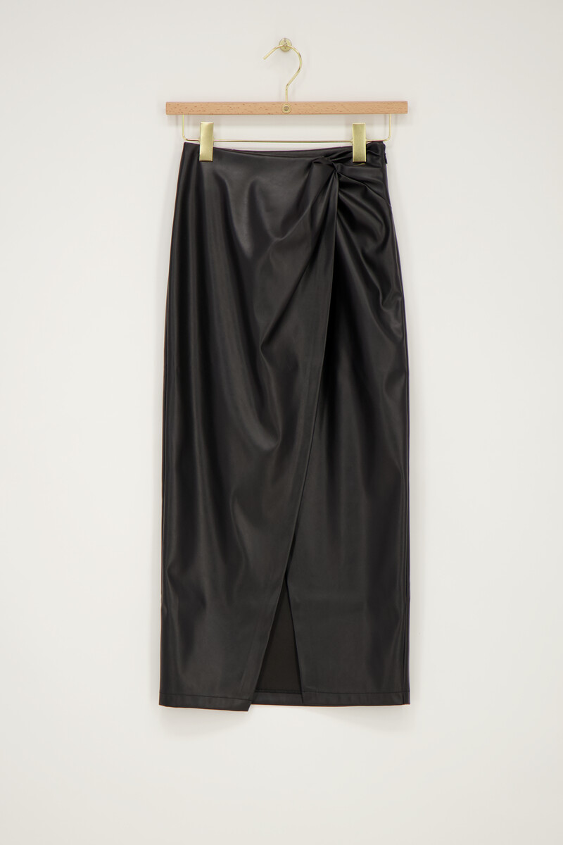 Black leather look midi skirt | My Jewellery