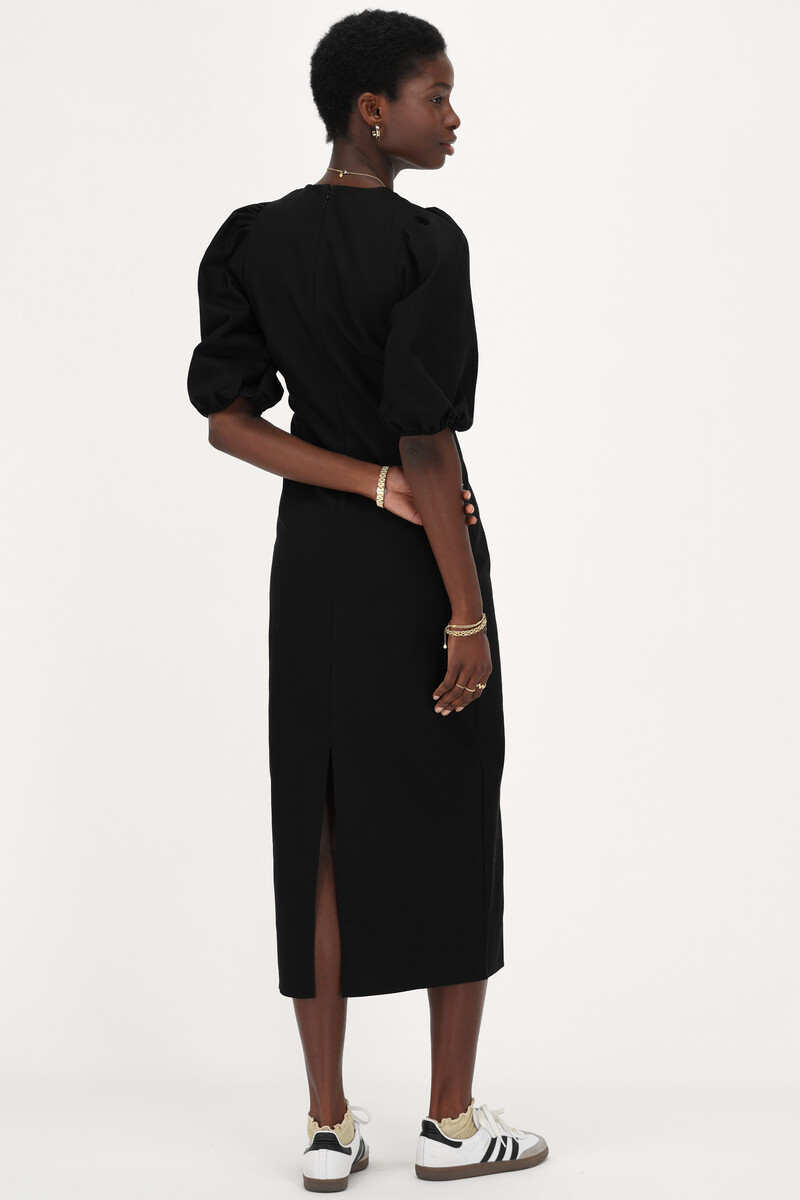 Black maxi dress with puff sleeves | My Jewellery