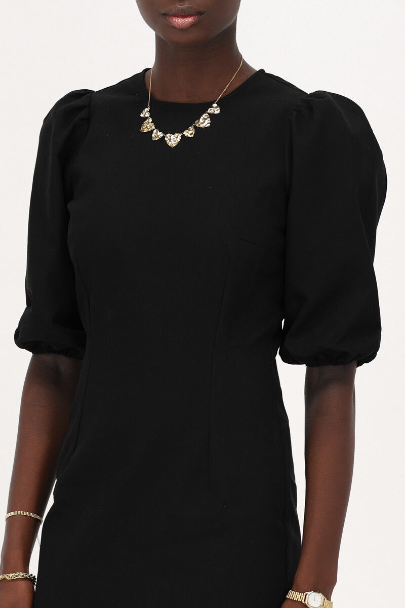 Black maxi dress with puff sleeves | My Jewellery