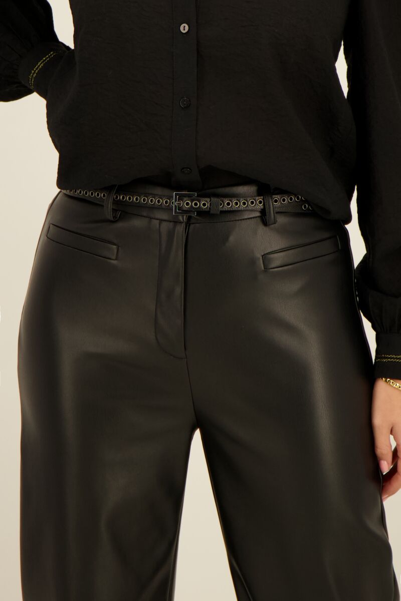 Black narrow belt with silver studs & details | My Jewellery