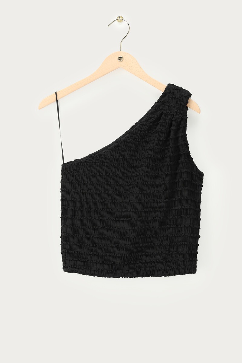 Black one-shoulder top with structure | My Jewellery