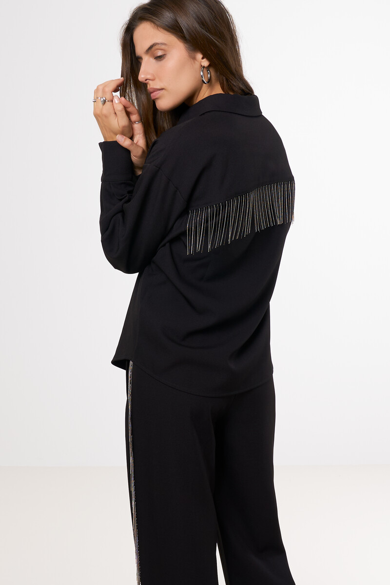 Black oversized blouse with ball chain | My Jewellery