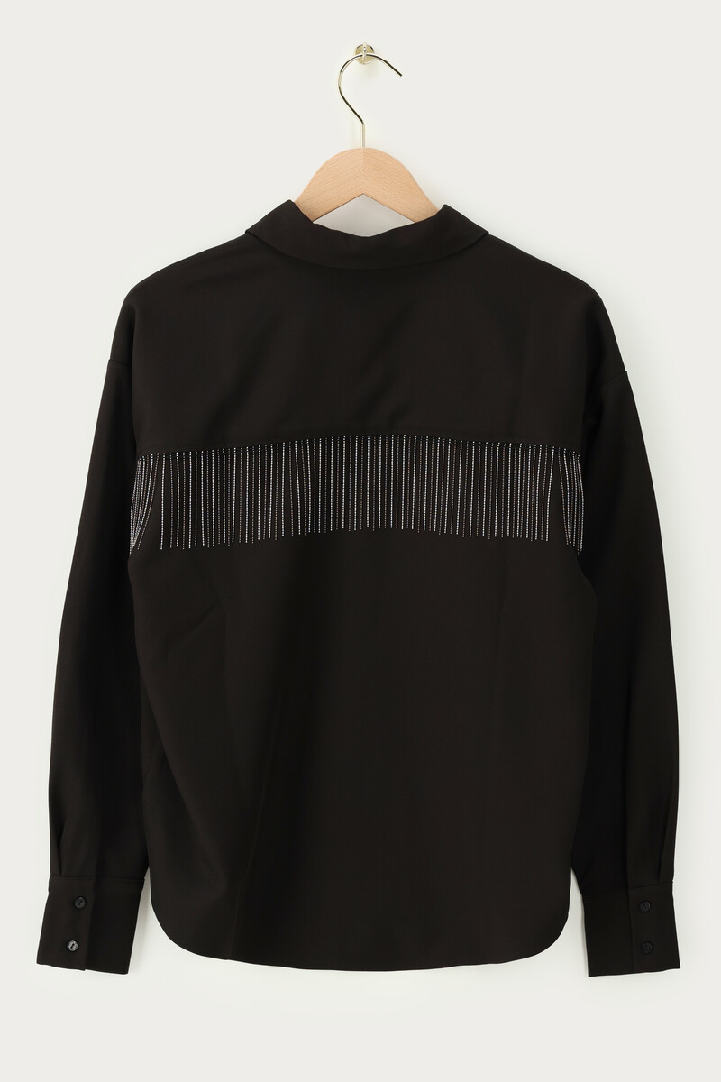 Black oversized blouse with ball chain | My Jewellery