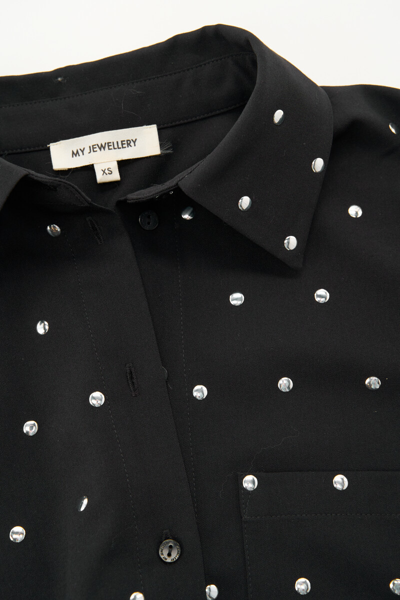 Black playsuit with silver-coloured studs | My Jewellery