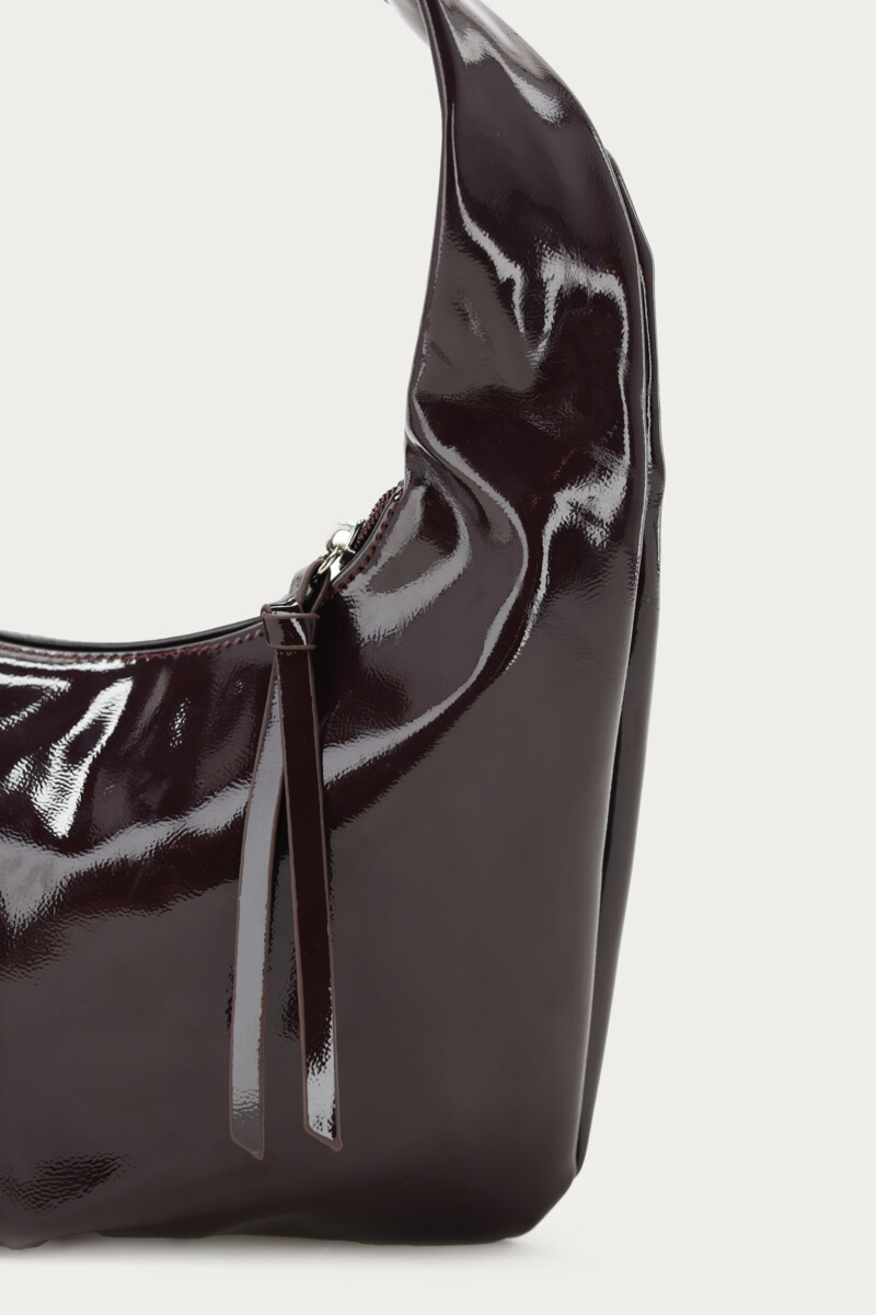 Brown PU patent shoulder bag | My Jewellery