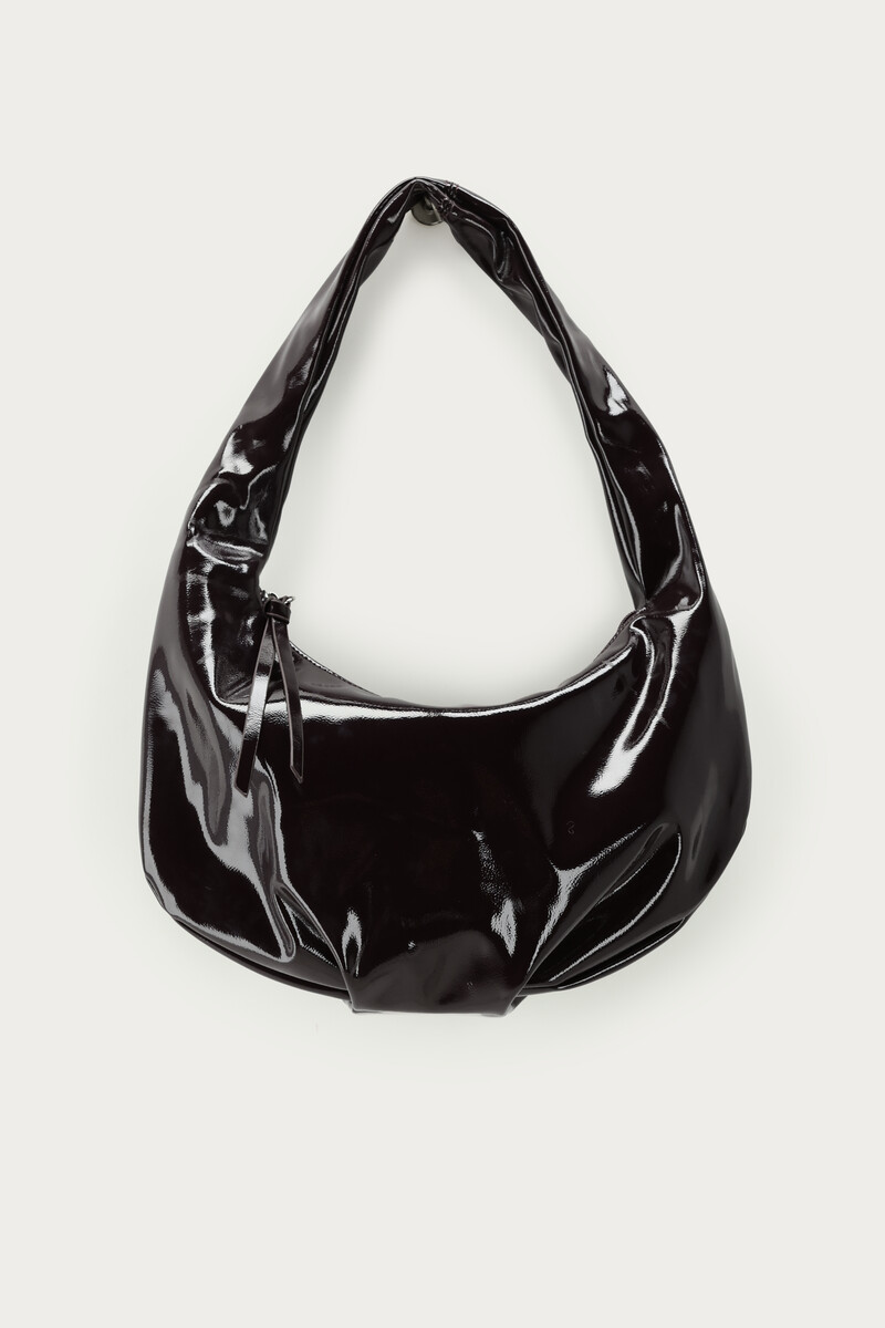 Black PU patent shoulder bag | My Jewellery