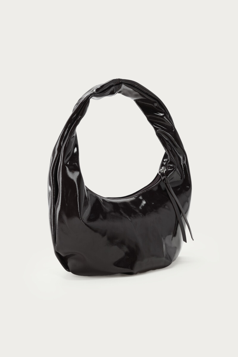 Black PU patent shoulder bag | My Jewellery