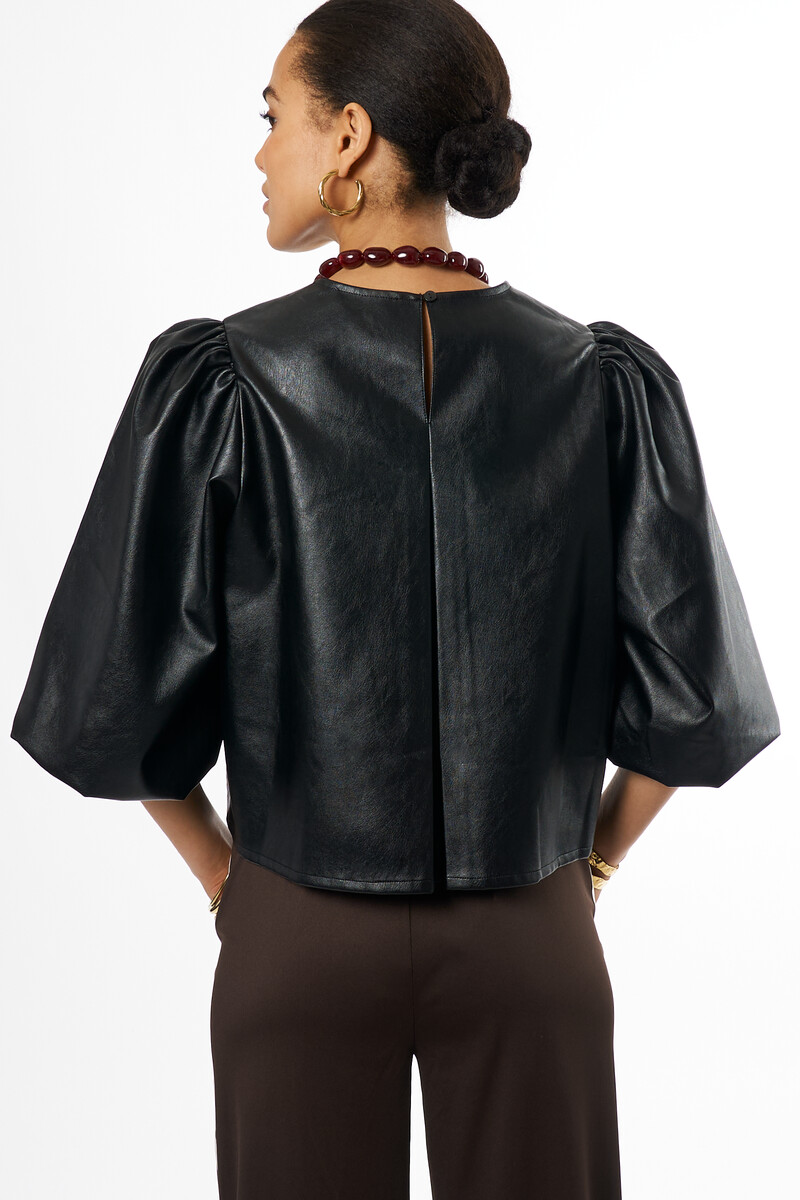 Black PU top with short sleeves | My Jewellery