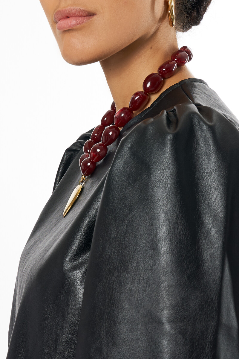 Black PU top with short sleeves | My Jewellery