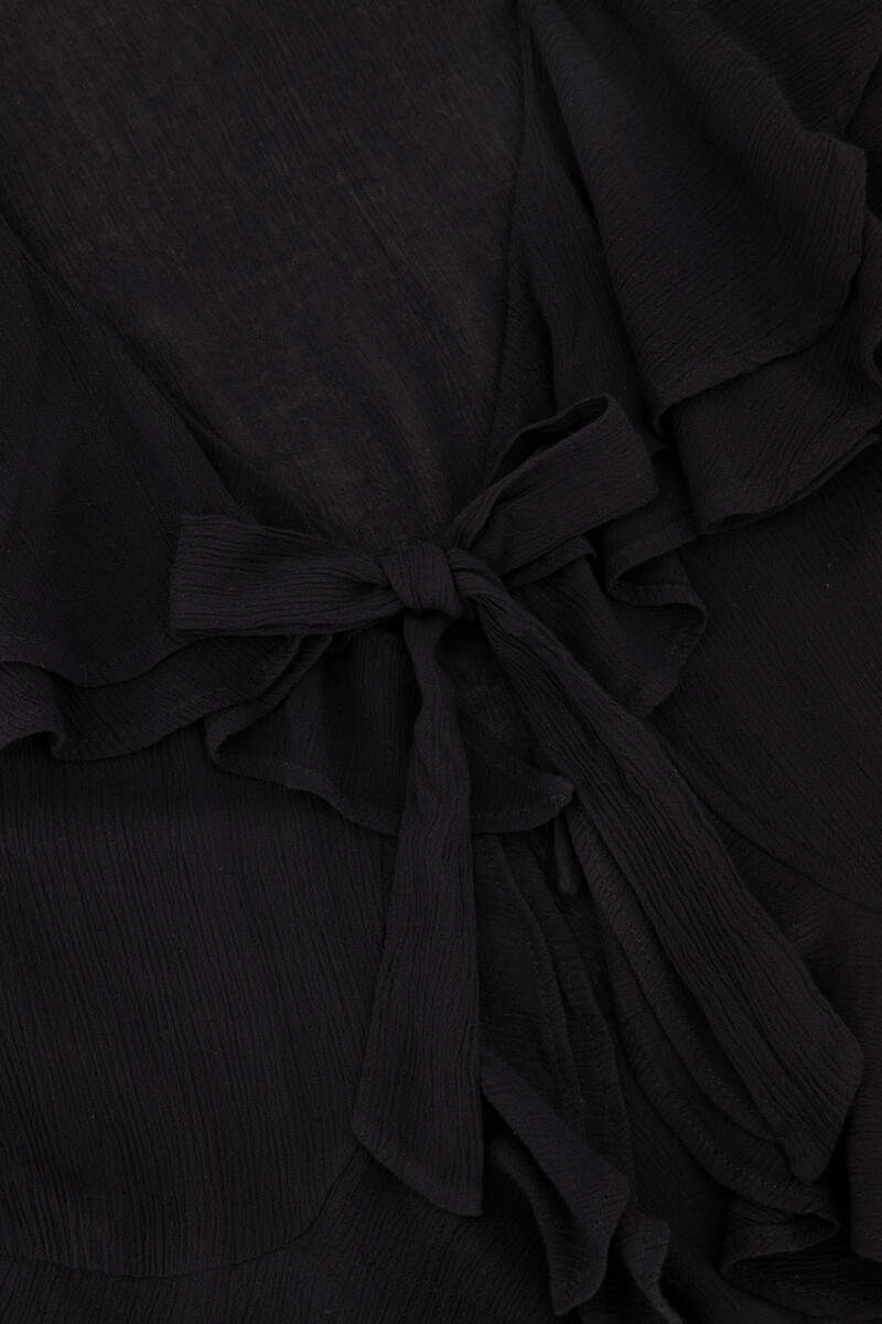 Black ruffle top with bow | My Jewellery