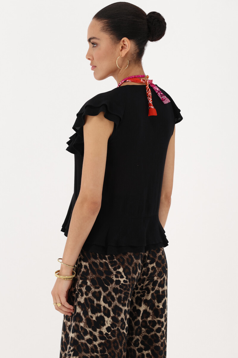 Black ruffle top with bow | My Jewellery