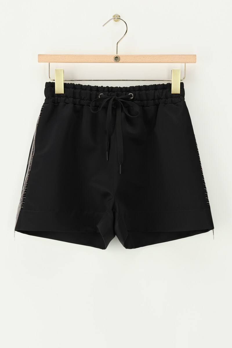 Black satin shorts with ball chain | My Jewellery