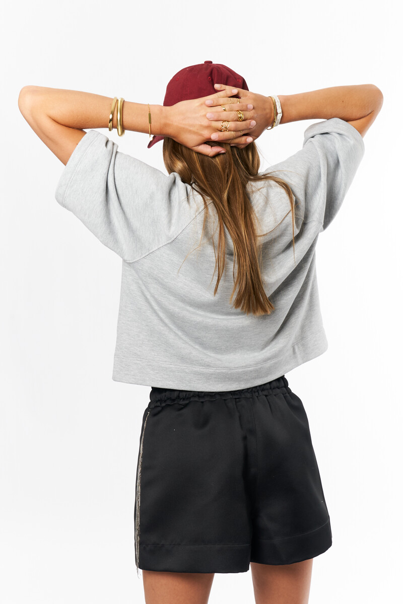 Black satin shorts with ball chain | My Jewellery