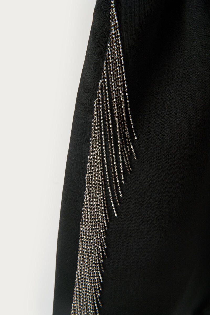 Black satin shorts with ball chain | My Jewellery