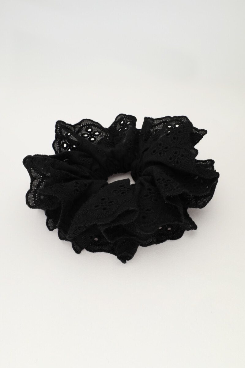 Black scrunchie with embroidery | My Jewellery