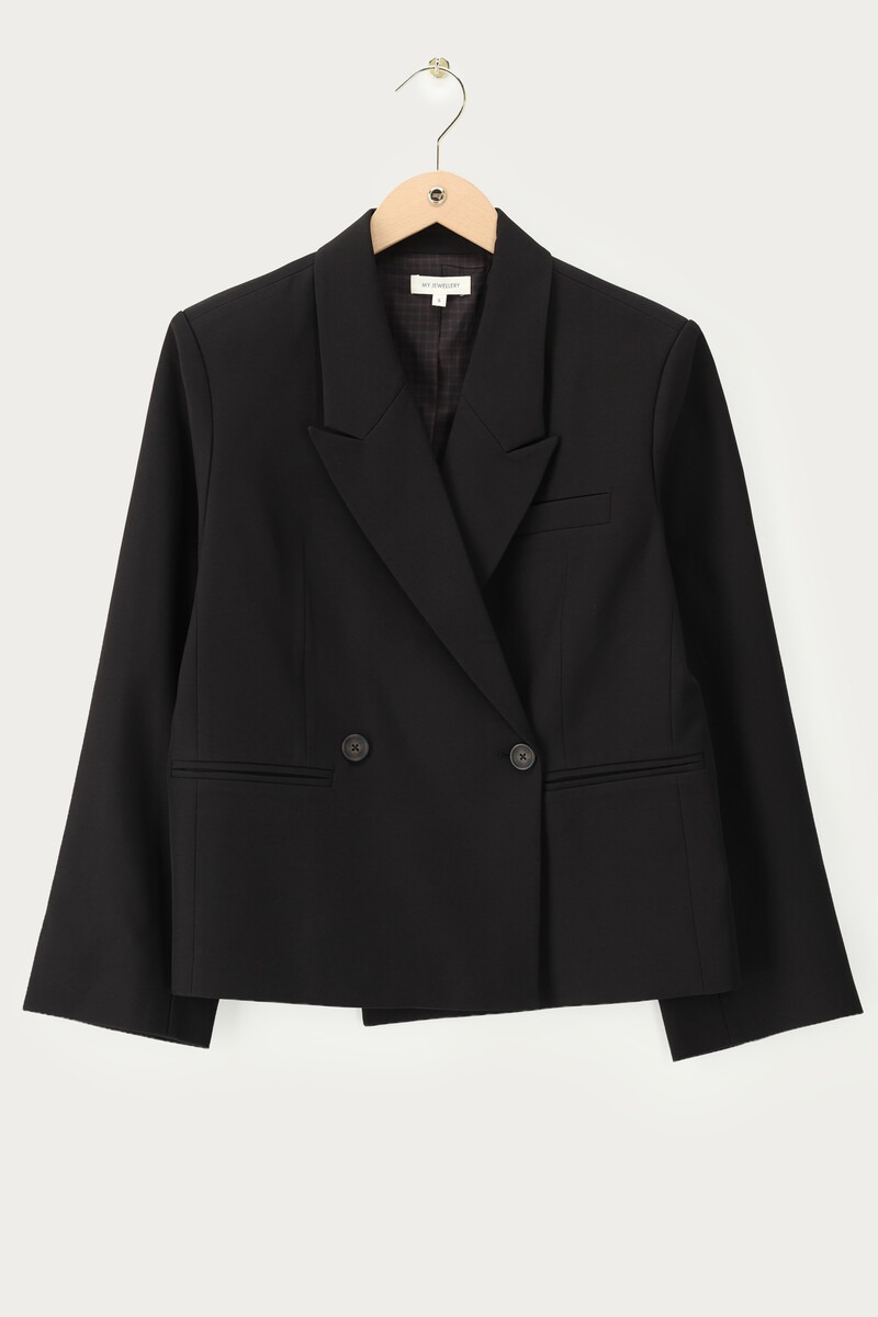 Black cropped blazer with buttons | My Jewellery