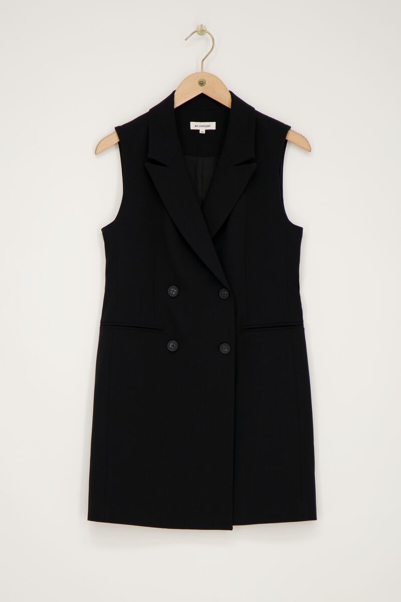 Black sleeveless blazer dress with lapel collar | My Jewellery