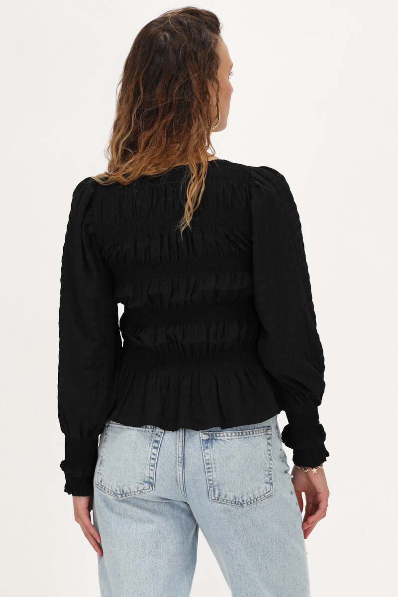 Black smock top with ruffles | My Jewellery