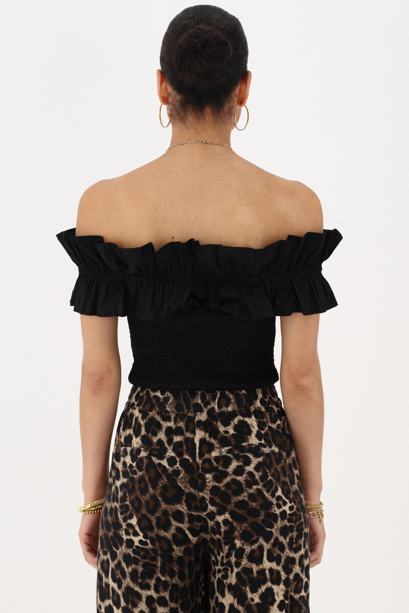 Black smocked top with ruffles | My Jewellery
