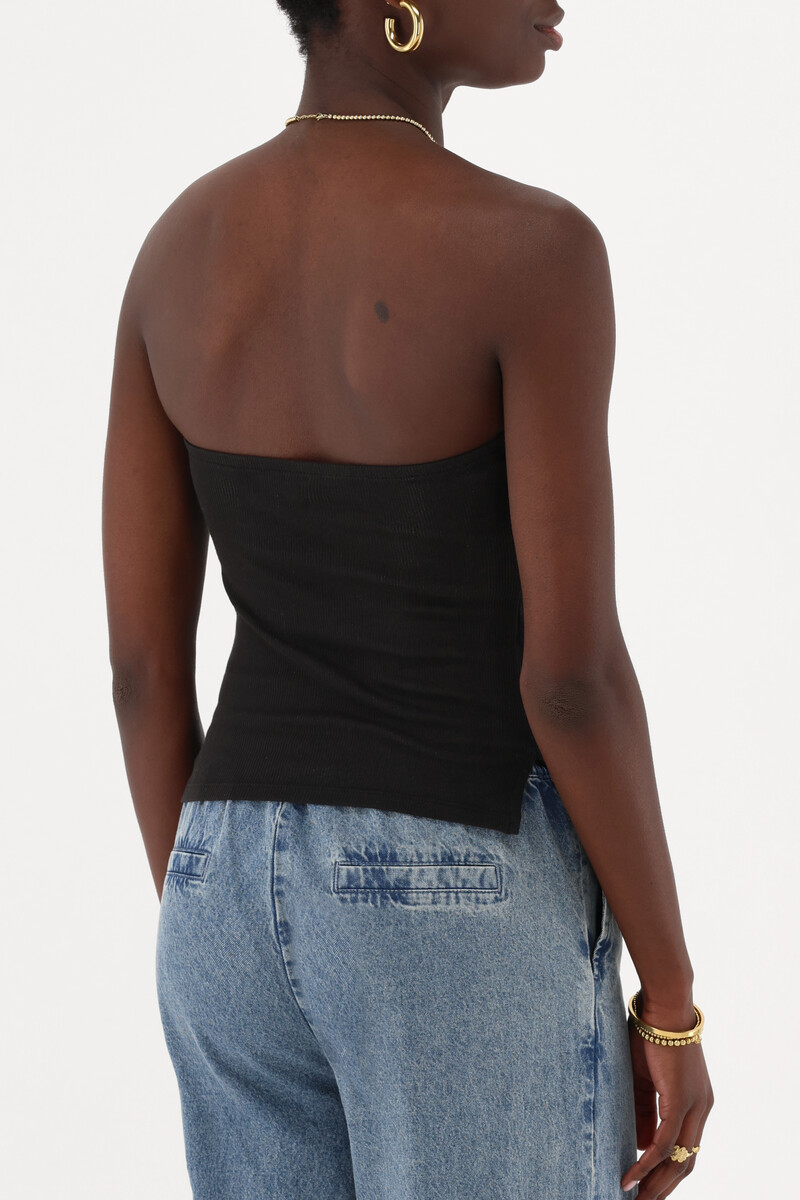 Black strapless rib top