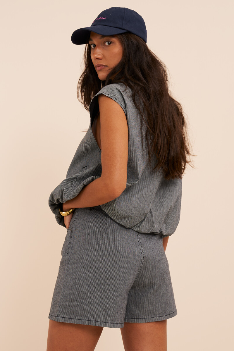 Black striped denim shorts | My Jewellery