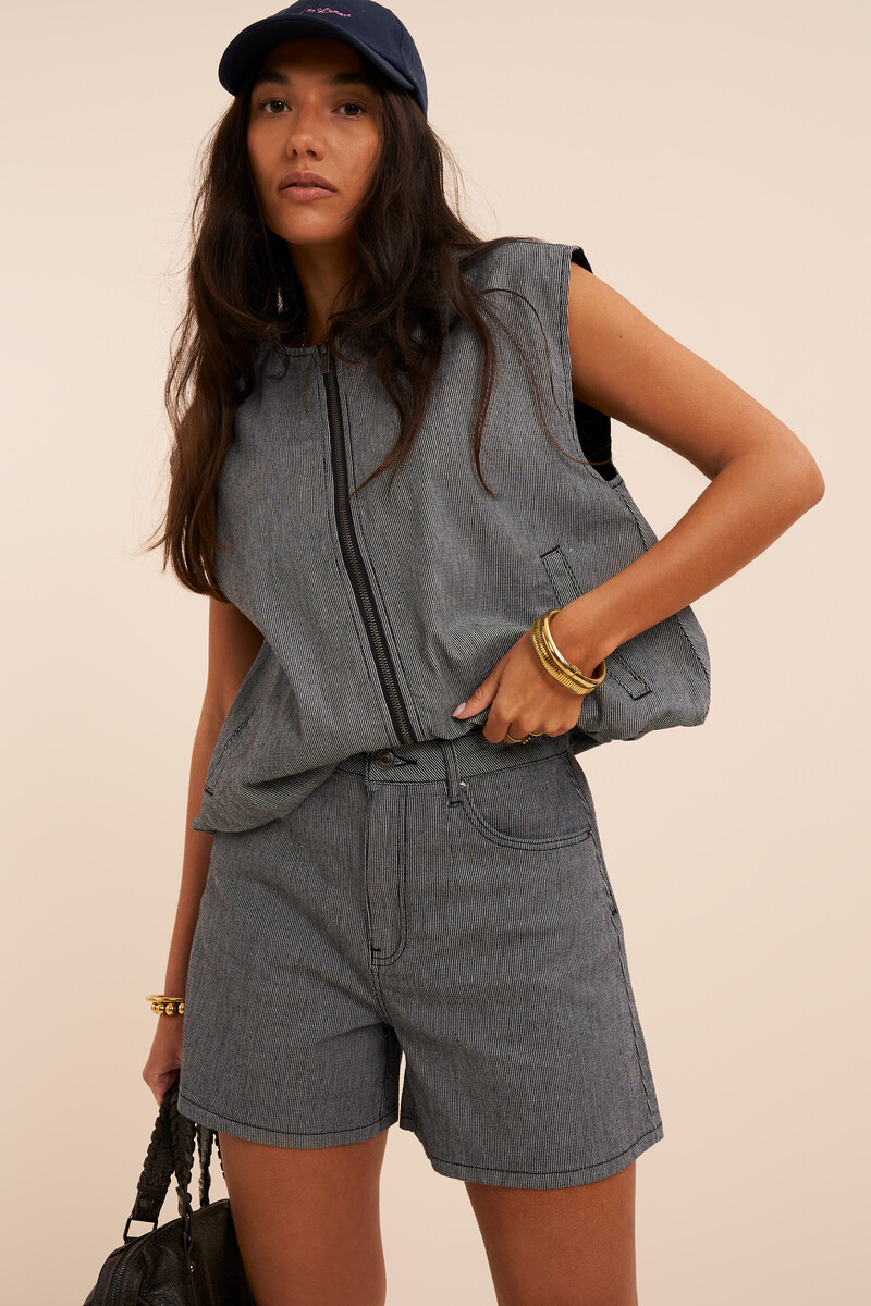 Black striped denim shorts | My Jewellery