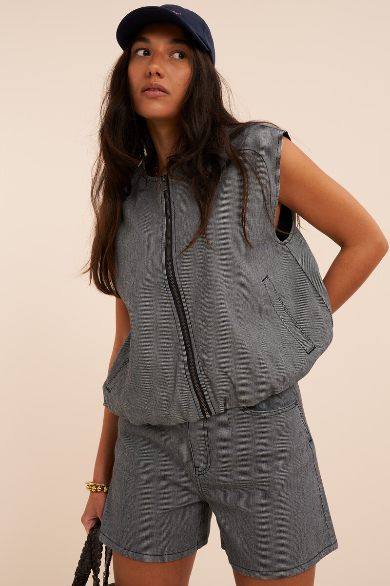 Black striped denim shorts | My Jewellery