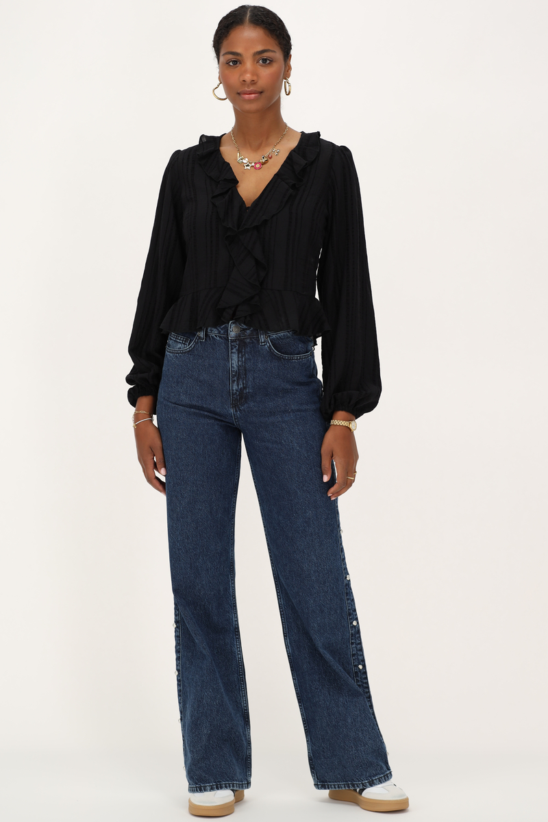 Black top with ruffles & buttons | My Jewellery