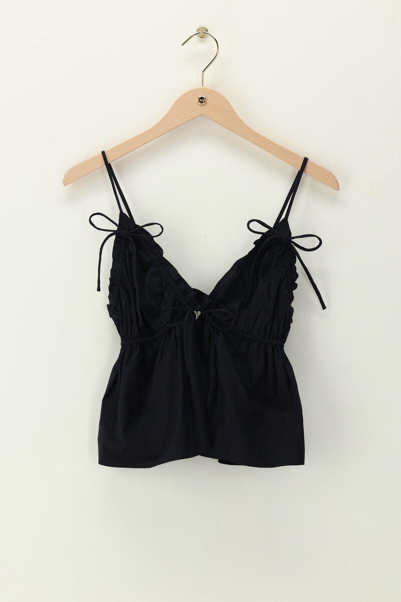 Black top with spaghetti straps and bows | My Jewellery