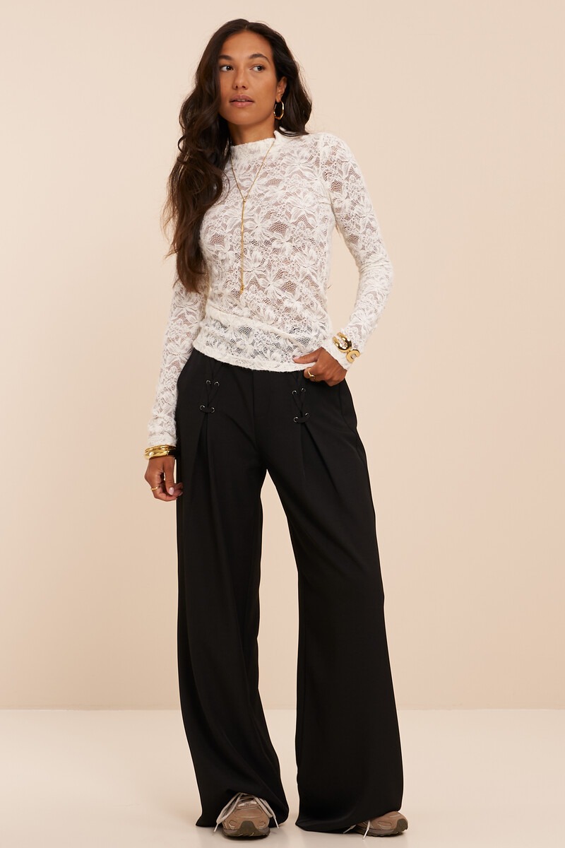Black trousers with lace-up details | My Jewellery