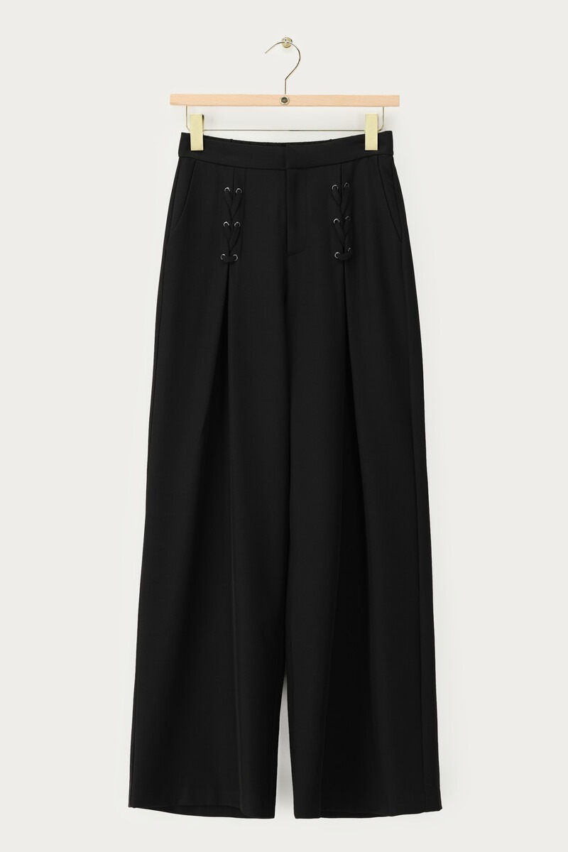 Black Trousers with Lace-Up Details | My Jewellery