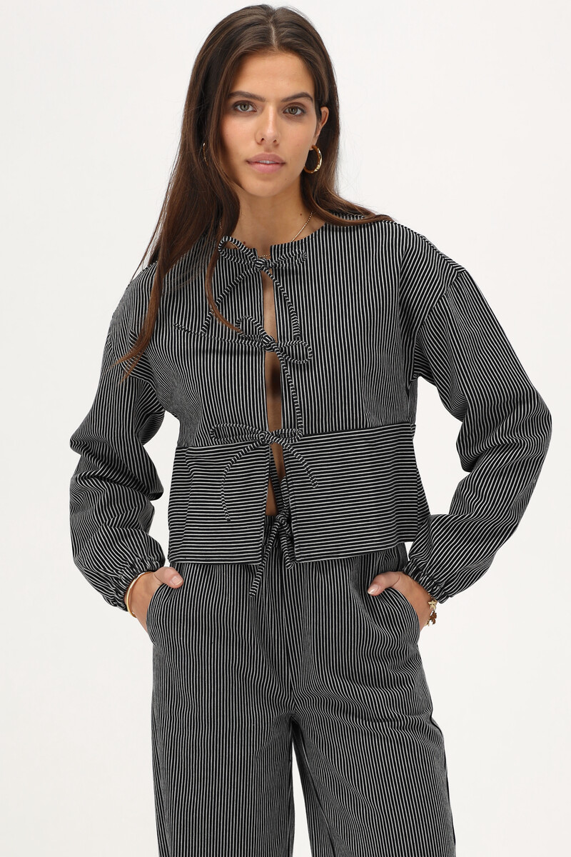 Black and white striped top with bows | My Jewellery