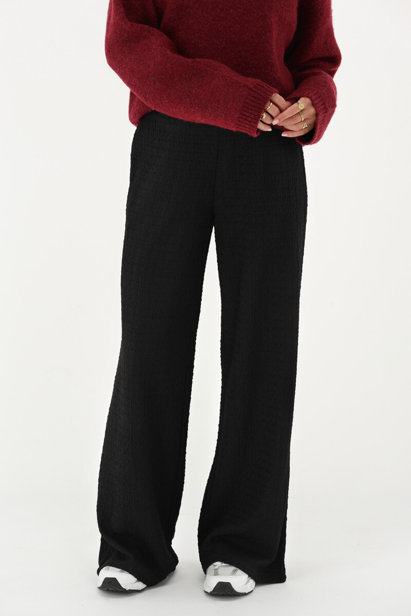 Black wide leg crêpe trousers | My Jewellery